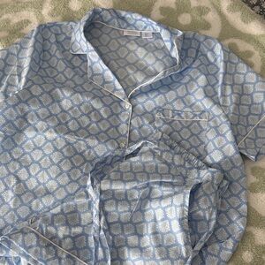 Women’s Blue Patterned Shirt and Short Set